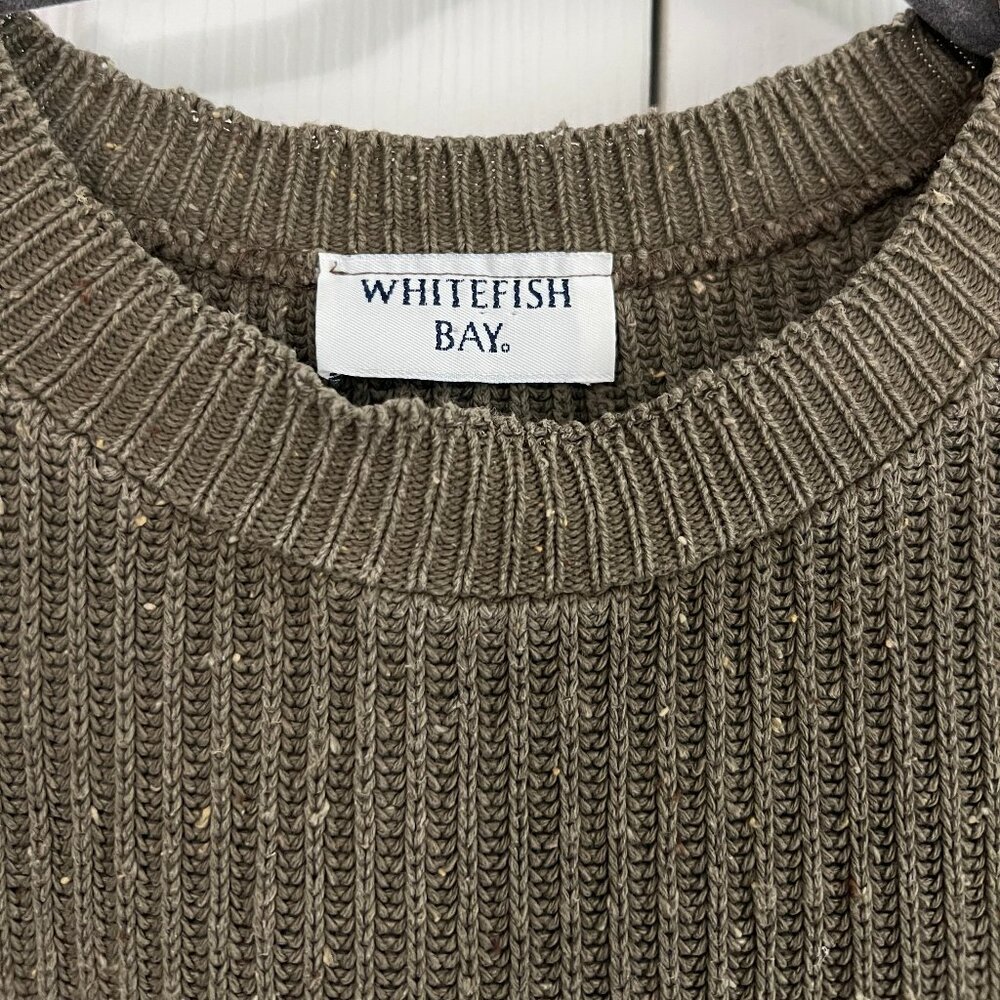 Whitefish Bay Olive Green Cotton Crewneck Sweater